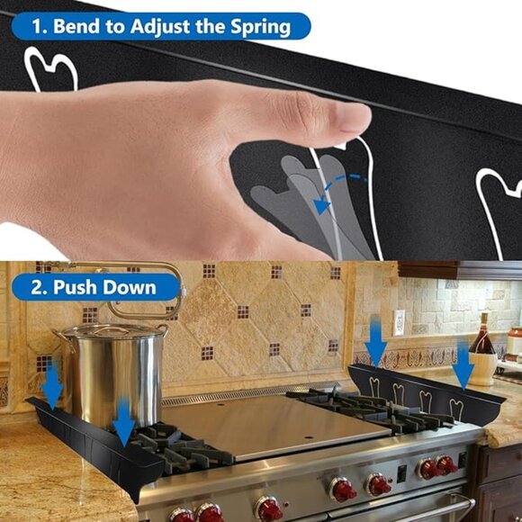 NEW Stove Gap Cover Stainless Steel Kitchen Counter Range Heat Resistant Filler - Picture 4 of 7